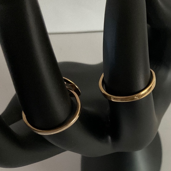 Avon Gold-Tone Teardrop Ring with Clear Crystal – Size 5 & Green Band Ring - Picture 5 of 8